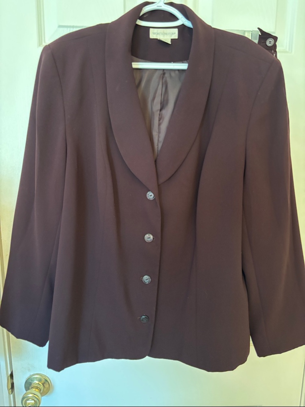 Worthington Women's Dark Plum Shawl Collar Skirt Suit